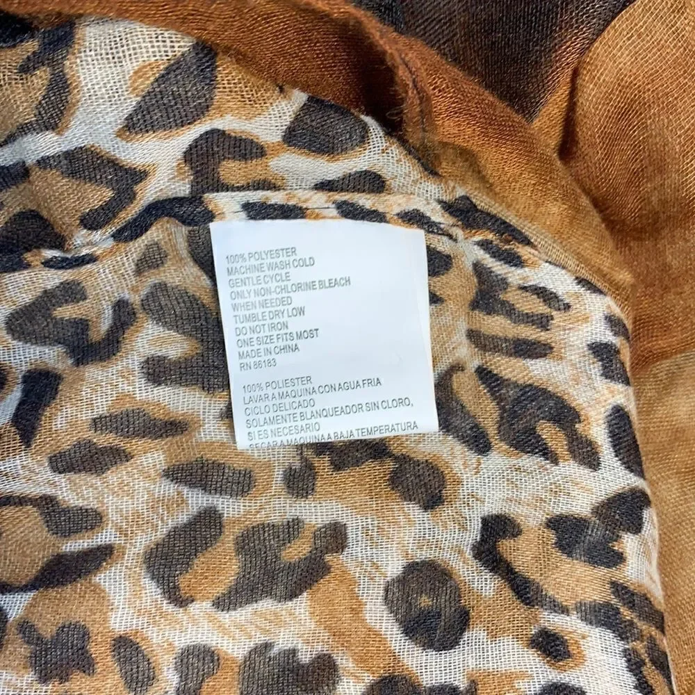 Animal Print Leopard Brown Tan Copper Woman’s Eternity Scarf 100% Polyester